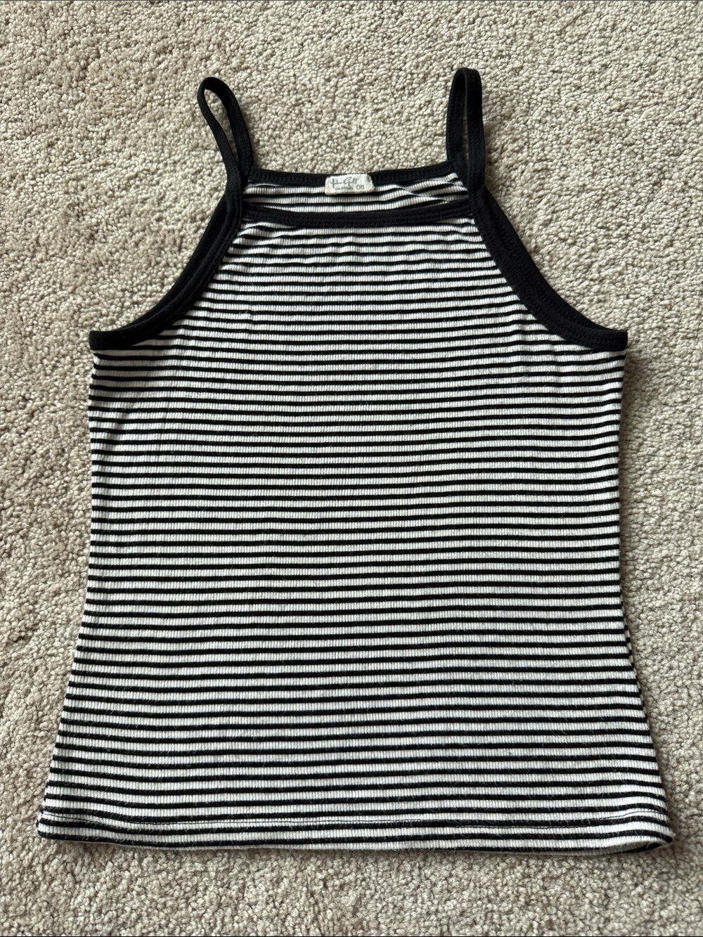 Brandy Melville John Galt Striped High Neck Black White Tank Top